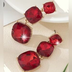 Elegant Red and Gold Drop Earrings
